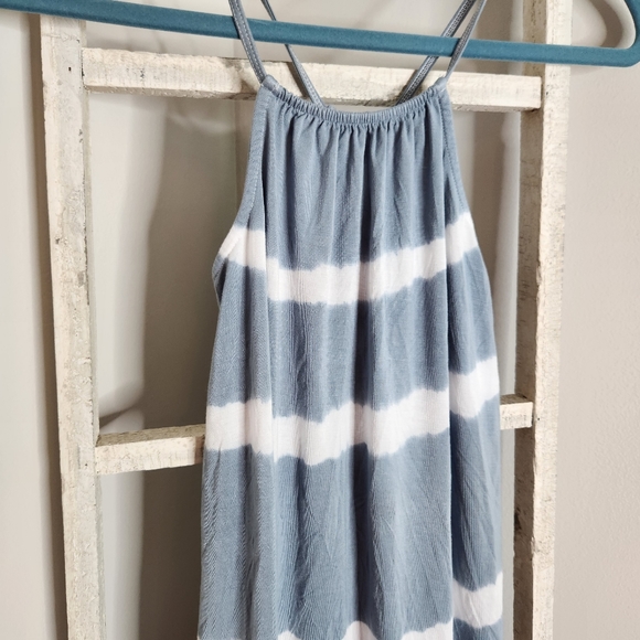 Tucker + Tate girls size XL 14/16 blue white ruffle tiered keyhole halter dress - Picture 2 of 5